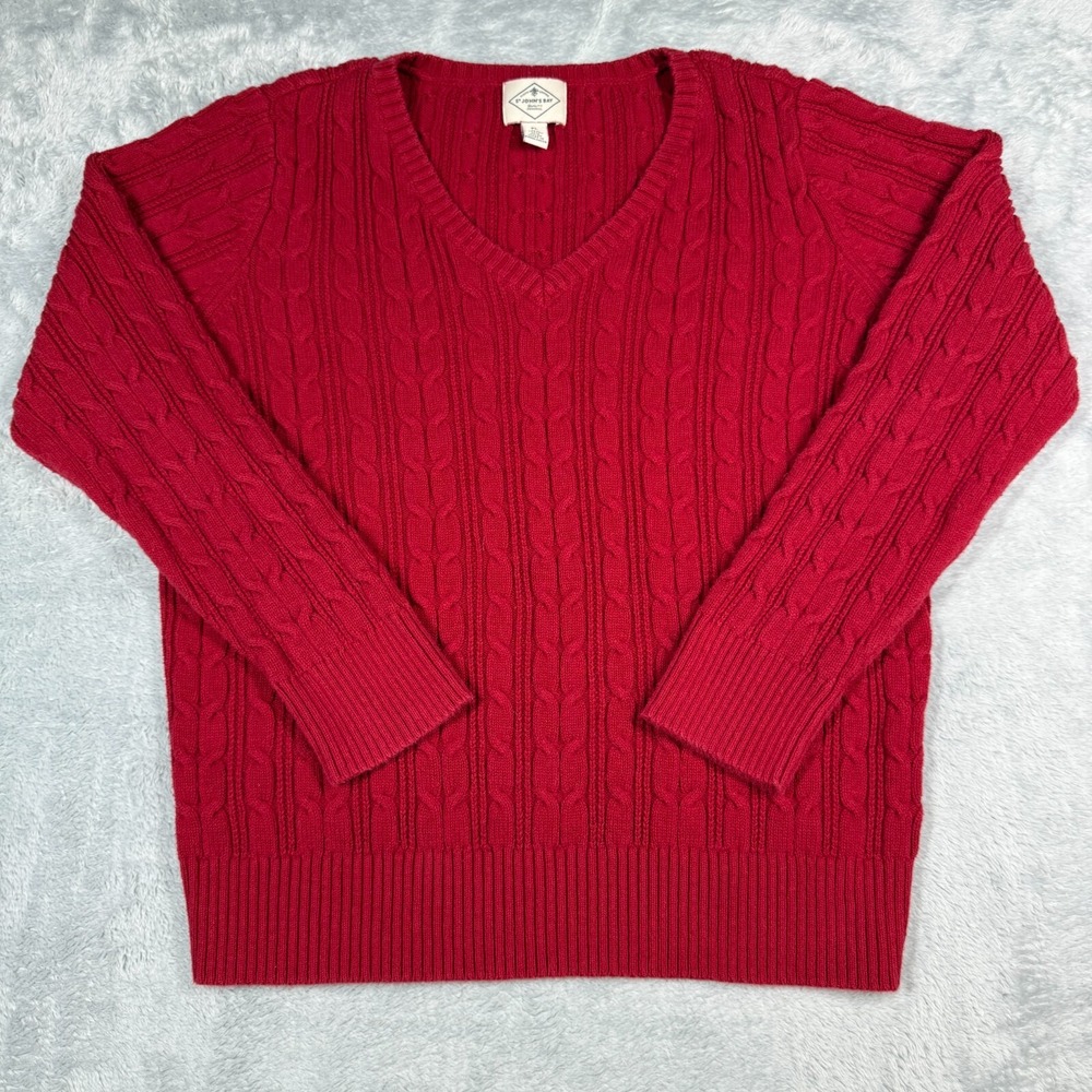 St. John's‎ Bay Long Sleeve Knit Sweater Women PL Red Classic